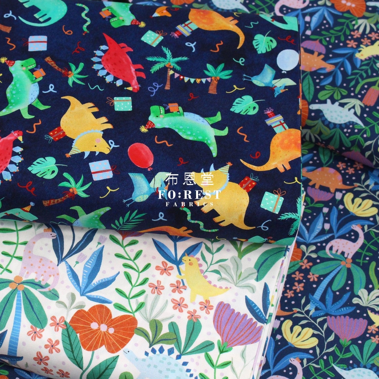 cotton - Dinosaurs Party fabric - FO:REST Fabric 布恩堂Liberty fabrictana lawnjapanese fabricykk zipper