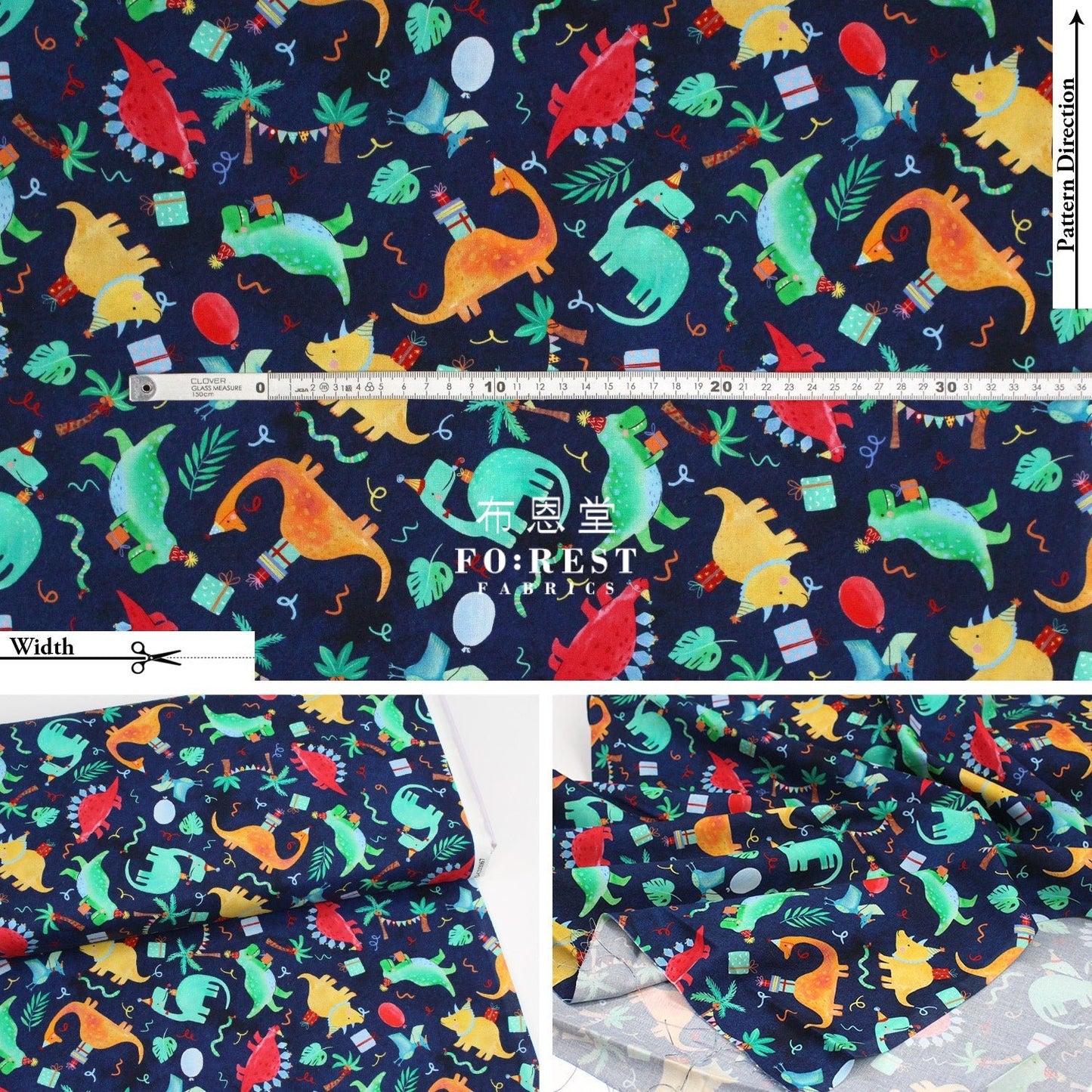 cotton - Dinosaurs Party fabric - FO:REST Fabric 布恩堂Liberty fabrictana lawnjapanese fabricykk zipper