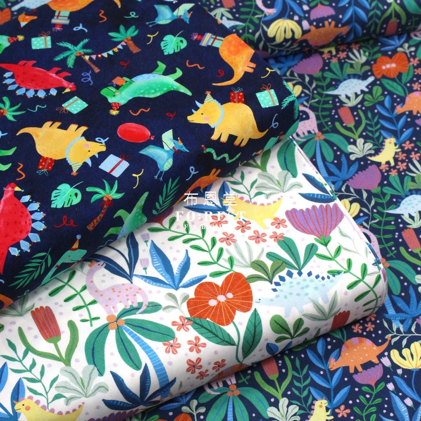 cotton - Dinosaurs Roar Flower fabric Milky - FO:REST Fabric 布恩堂Liberty fabrictana lawnjapanese fabricykk zipper