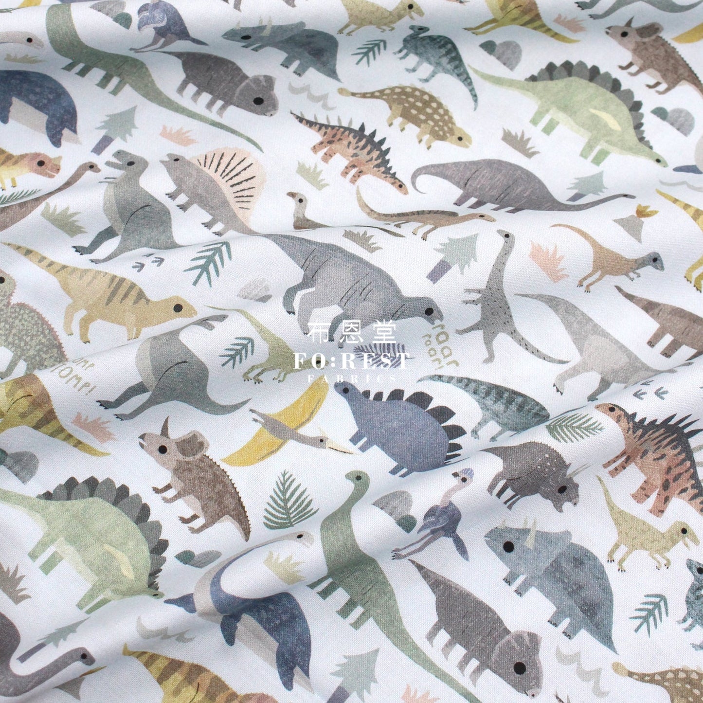 cotton - Dinosaurs STOMP fabric - FO:REST Fabric 布恩堂Liberty fabrictana lawnjapanese fabricykk zipper