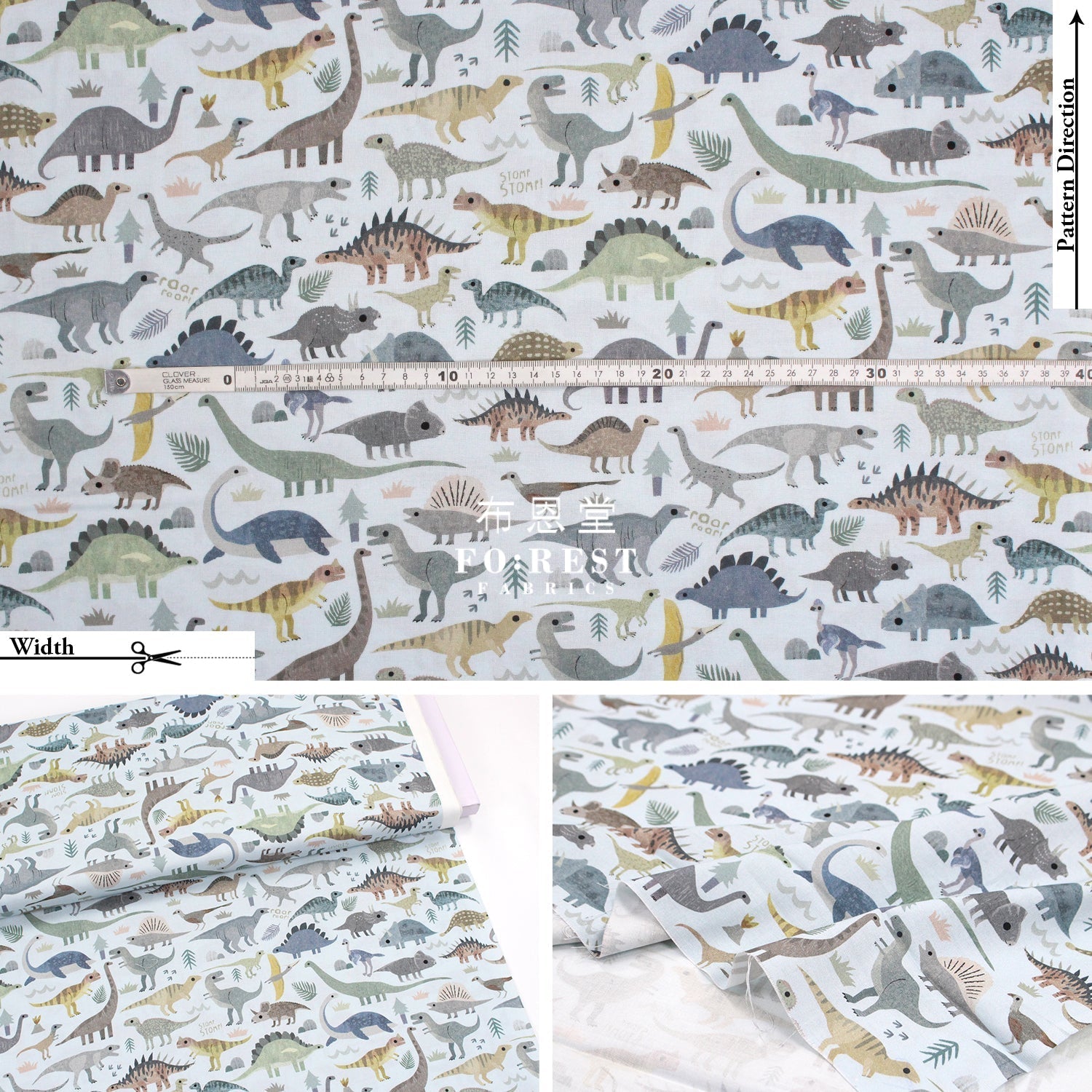 cotton - Dinosaurs STOMP fabric - FO:REST Fabric 布恩堂Liberty fabrictana lawnjapanese fabricykk zipper