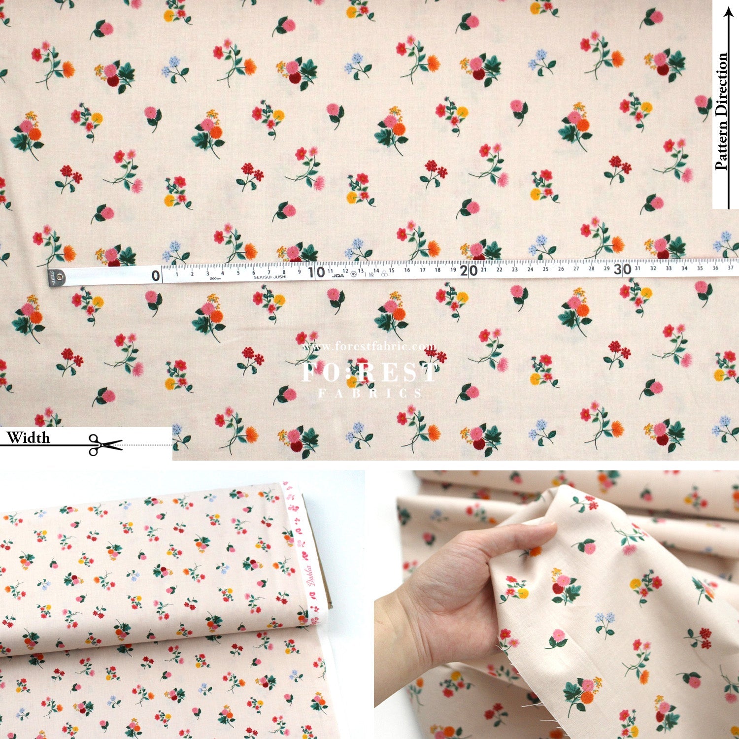 cotton - Ditsy Dahlia fabric - FO:REST Fabric 布恩堂Liberty fabrictana lawnjapanese fabricykk zipper