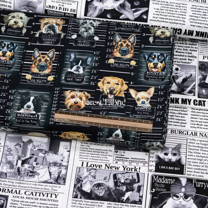 cotton - Dogs Mugshots Cats Newspaper fabric - FO:REST Fabric 布恩堂Liberty fabrictana lawnjapanese fabricykk zipper