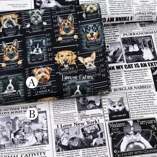 cotton - Dogs Mugshots Cats Newspaper fabric - FO:REST Fabric 布恩堂Liberty fabrictana lawnjapanese fabricykk zipper