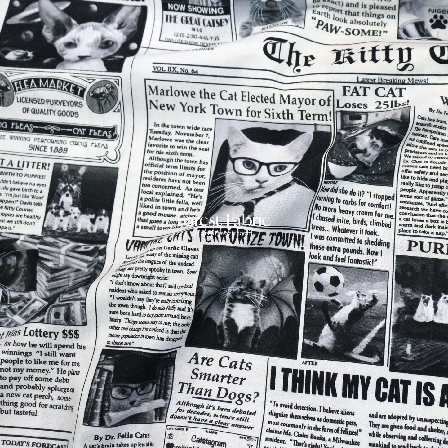 cotton - Dogs Mugshots Cats Newspaper fabric - FO:REST Fabric 布恩堂Liberty fabrictana lawnjapanese fabricykk zipper