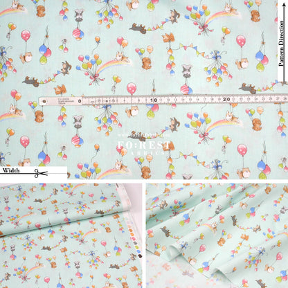 cotton - Dogs Party Balloon fabric Mint - FO:REST Fabric 布恩堂Liberty fabrictana lawnjapanese fabricykk zipper