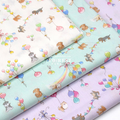 cotton - Dogs Party Balloon fabric Purple - FO:REST Fabric 布恩堂Liberty fabrictana lawnjapanese fabricykk zipper
