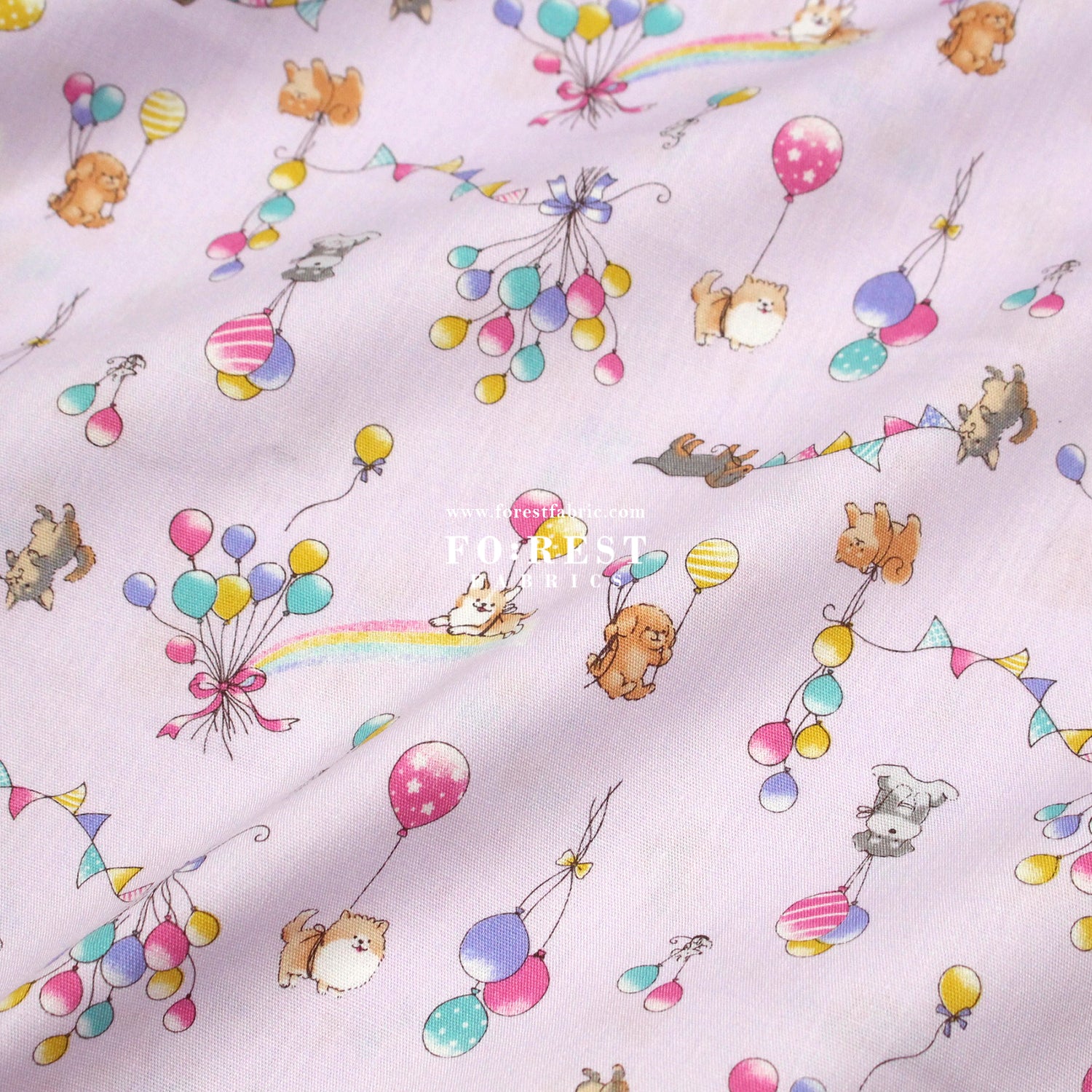 cotton - Dogs Party Balloon fabric Purple - FO:REST Fabric 布恩堂Liberty fabrictana lawnjapanese fabricykk zipper