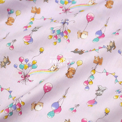 cotton - Dogs Party Balloon fabric Purple - FO:REST Fabric 布恩堂Liberty fabrictana lawnjapanese fabricykk zipper