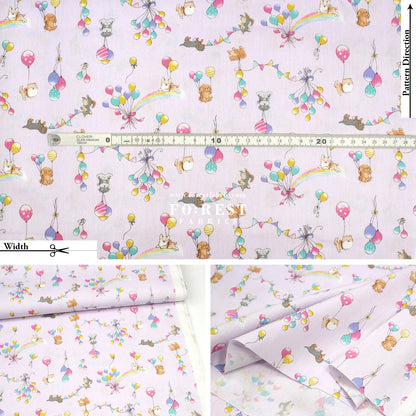 cotton - Dogs Party Balloon fabric Purple - FO:REST Fabric 布恩堂Liberty fabrictana lawnjapanese fabricykk zipper