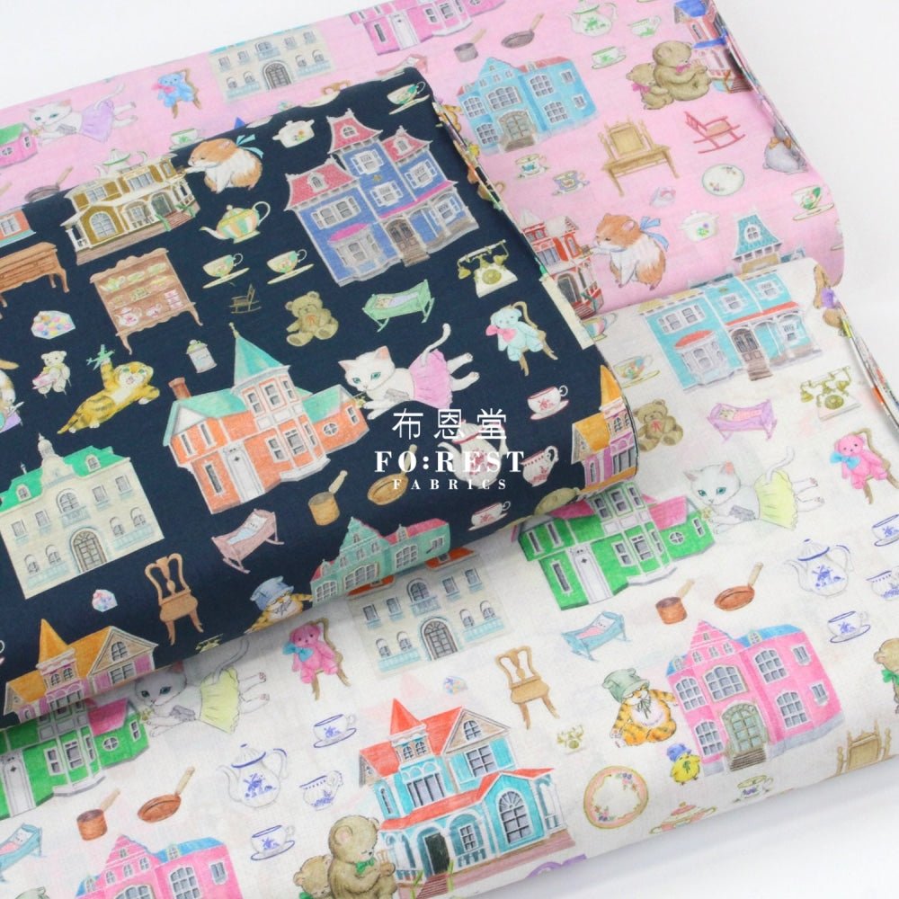cotton - doll house fabric Navy - FO:REST Fabric 布恩堂Liberty fabrictana lawnjapanese fabricykk zipper