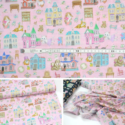 cotton - doll house fabric Pink - FO:REST Fabric 布恩堂Liberty fabrictana lawnjapanese fabricykk zipper