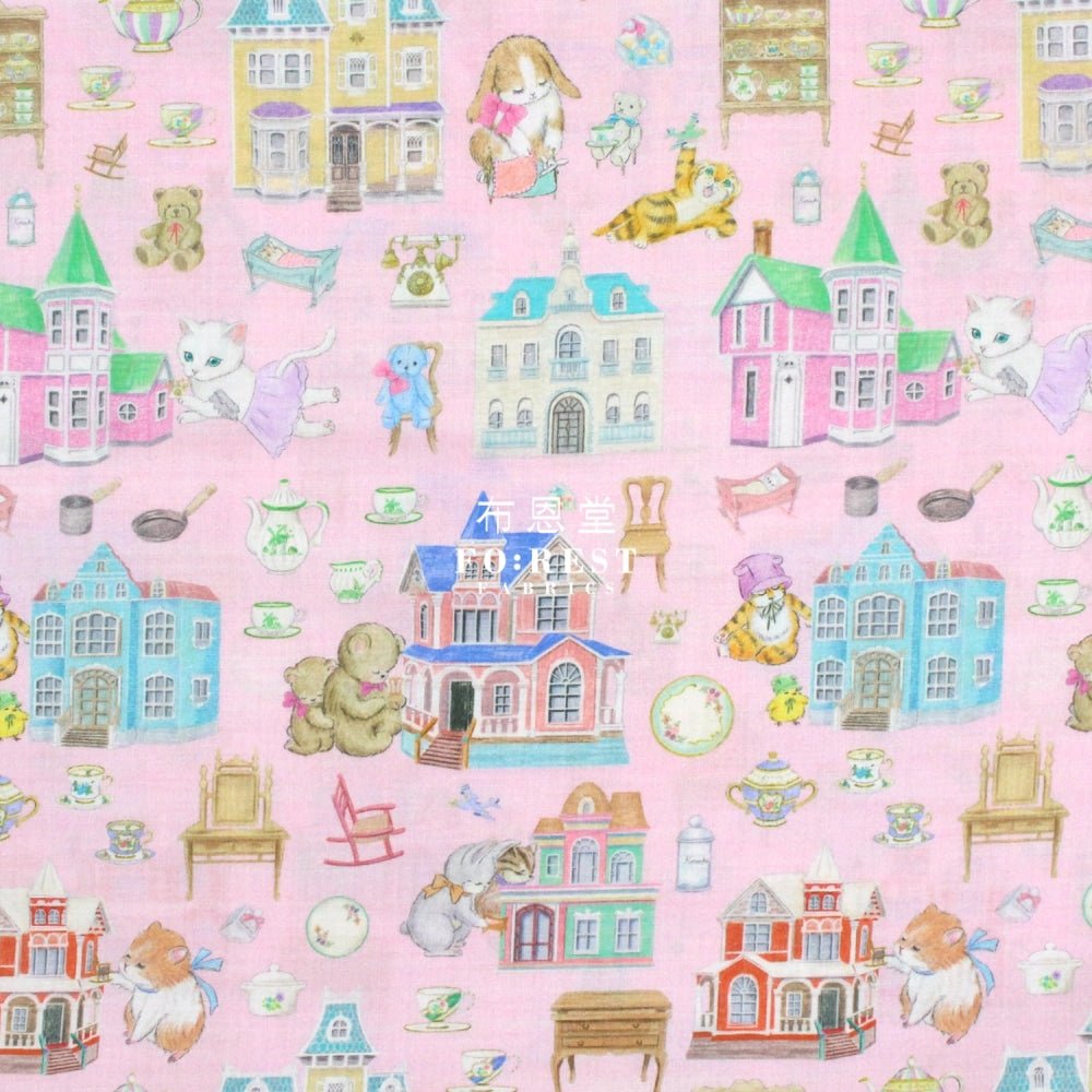 cotton - doll house fabric Pink - FO:REST Fabric 布恩堂Liberty fabrictana lawnjapanese fabricykk zipper