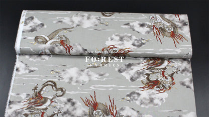 cotton - Dragon with metallic fabric Gray - FO:REST Fabric 布恩堂Liberty fabrictana lawnjapanese fabricykk zipper