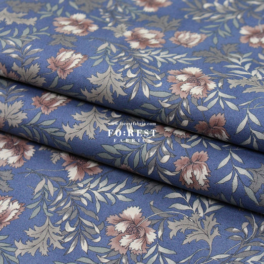 cotton - Dried Flowers fabric Blue - FO:REST Fabric 布恩堂Liberty fabrictana lawnjapanese fabricykk zipper