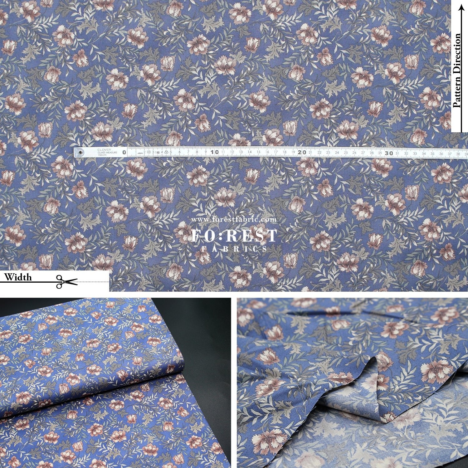cotton - Dried Flowers fabric Blue - FO:REST Fabric 布恩堂Liberty fabrictana lawnjapanese fabricykk zipper