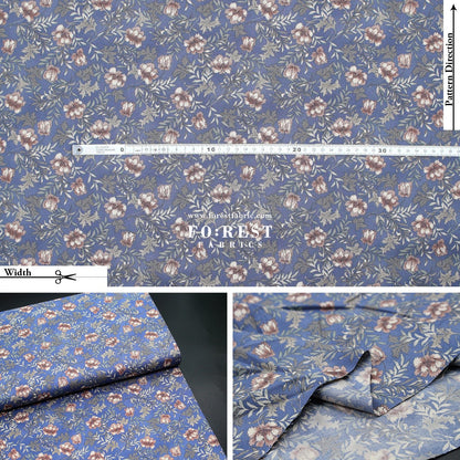cotton - Dried Flowers fabric Blue - FO:REST Fabric 布恩堂Liberty fabrictana lawnjapanese fabricykk zipper