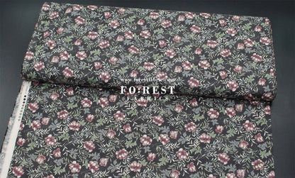 cotton - Dried Flowers fabric Charcoal Black - FO:REST Fabric 布恩堂Liberty fabrictana lawnjapanese fabricykk zipper