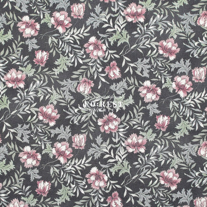 cotton - Dried Flowers fabric Charcoal Black - FO:REST Fabric 布恩堂Liberty fabrictana lawnjapanese fabricykk zipper