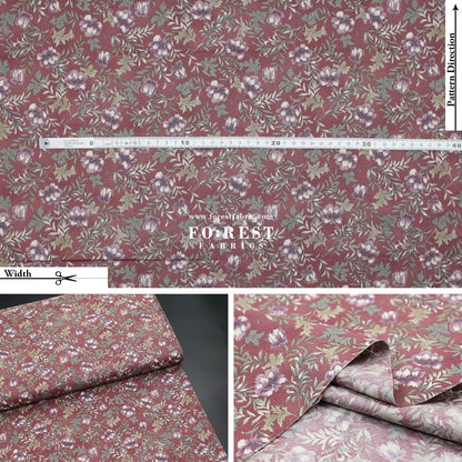 cotton - Dried Flowers fabric Mauve - FO:REST Fabric 布恩堂Liberty fabrictana lawnjapanese fabricykk zipper