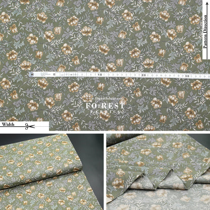 cotton - Dried Flowers fabric Moss - FO:REST Fabric 布恩堂Liberty fabrictana lawnjapanese fabricykk zipper