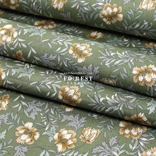 cotton - Dried Flowers fabric Moss - FO:REST Fabric 布恩堂Liberty fabrictana lawnjapanese fabricykk zipper
