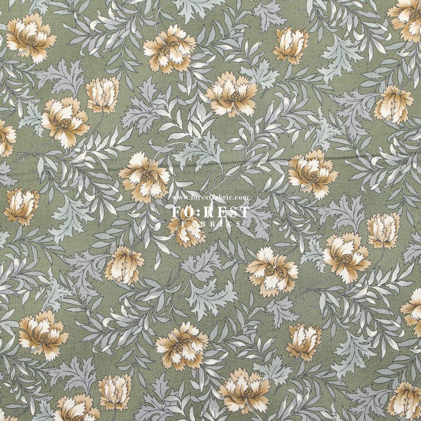 cotton - Dried Flowers fabric Moss - FO:REST Fabric 布恩堂Liberty fabrictana lawnjapanese fabricykk zipper
