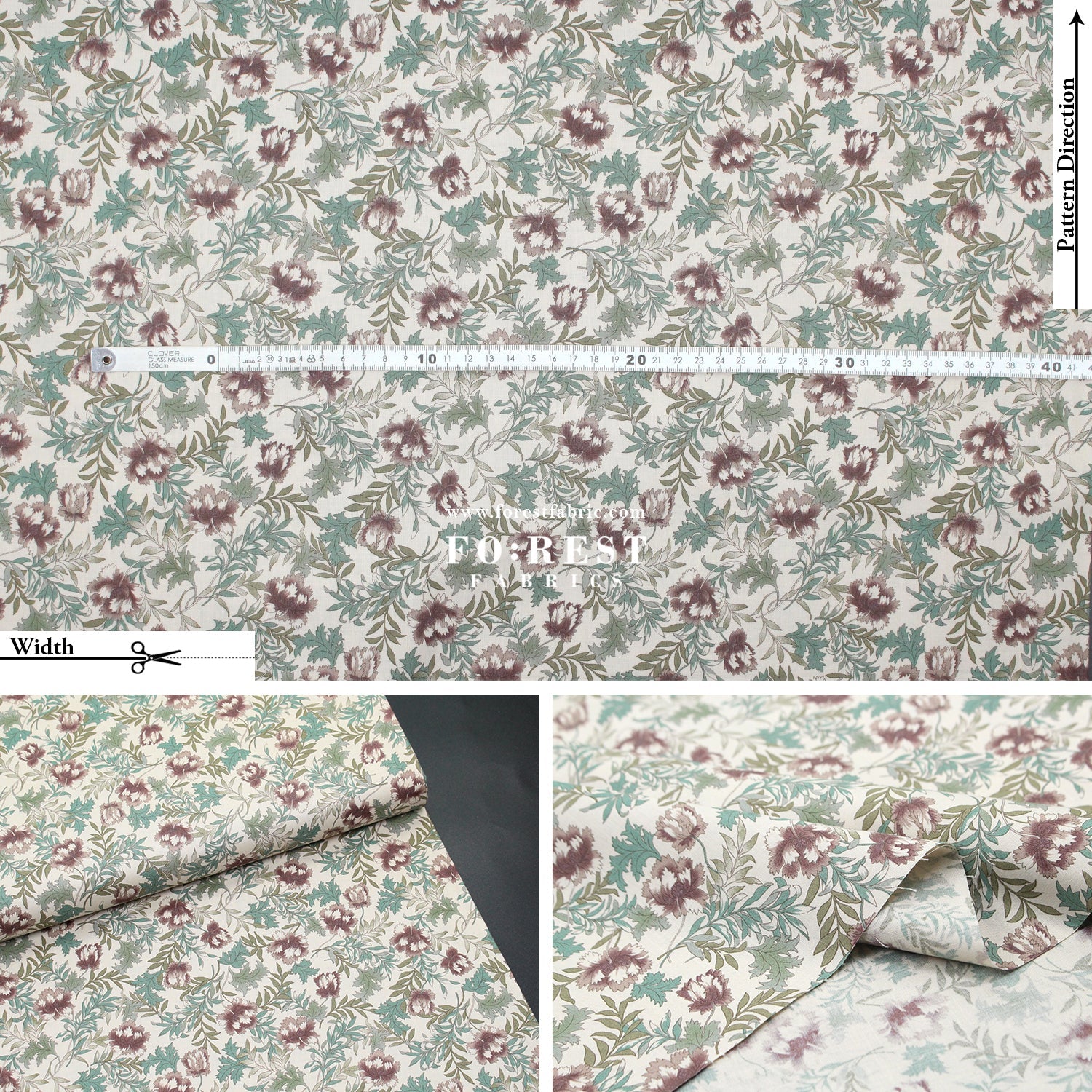cotton - Dried Flowers fabric Natural - FO:REST Fabric 布恩堂Liberty fabrictana lawnjapanese fabricykk zipper