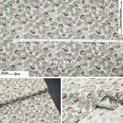 cotton - Dried Flowers fabric Natural - FO:REST Fabric 布恩堂Liberty fabrictana lawnjapanese fabricykk zipper