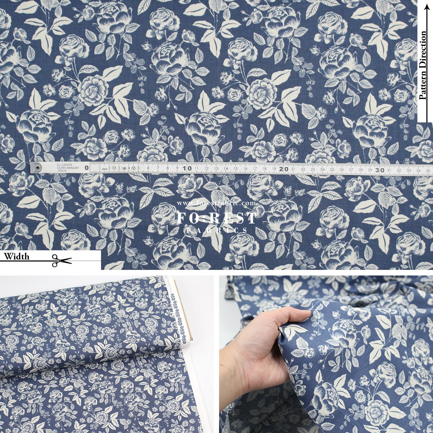 cotton - English Rose fabric - FO:REST Fabric 布恩堂Liberty fabrictana lawnjapanese fabricykk zipper
