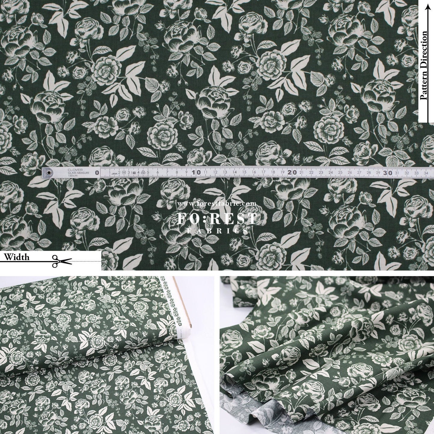 cotton - English Rose fabric - FO:REST Fabric 布恩堂Liberty fabrictana lawnjapanese fabricykk zipper