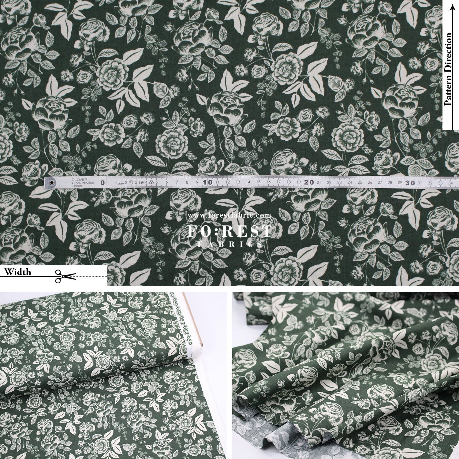 cotton - English Rose fabric - FO:REST Fabric 布恩堂Liberty fabrictana lawnjapanese fabricykk zipper