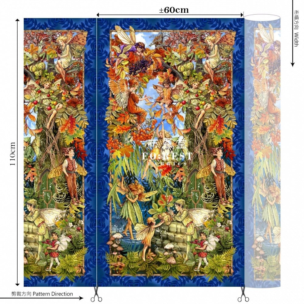 cotton - Fairy Forest PANEL fabric - FO:REST Fabric 布恩堂Liberty fabrictana lawnjapanese fabricykk zipper