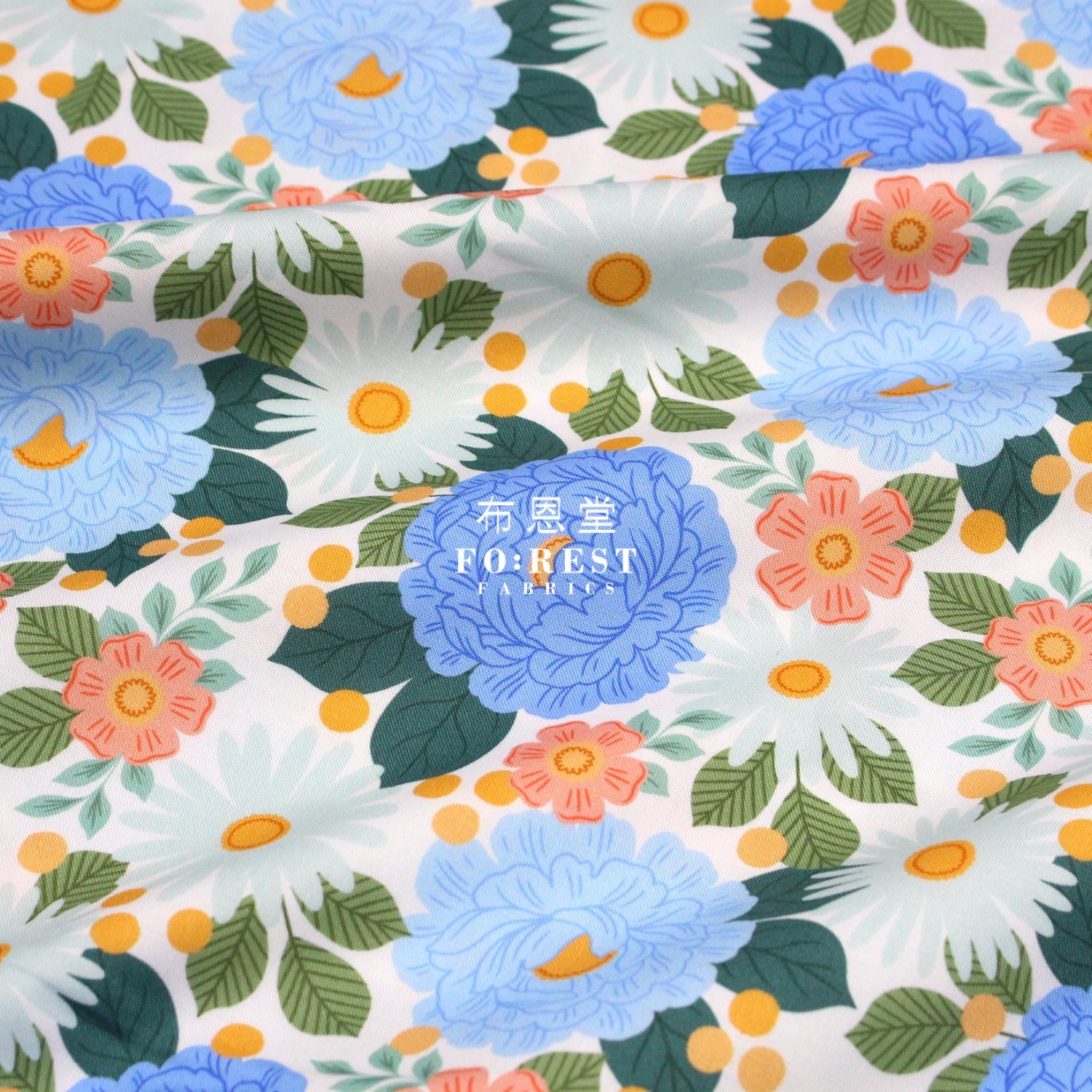 cotton - Floral Daydream - Blue fabric - FO:REST Fabric 布恩堂Liberty fabrictana lawnjapanese fabricykk zipper