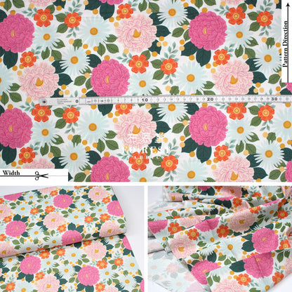 Cotton - Floral Daydream Pink Metallic Fabric