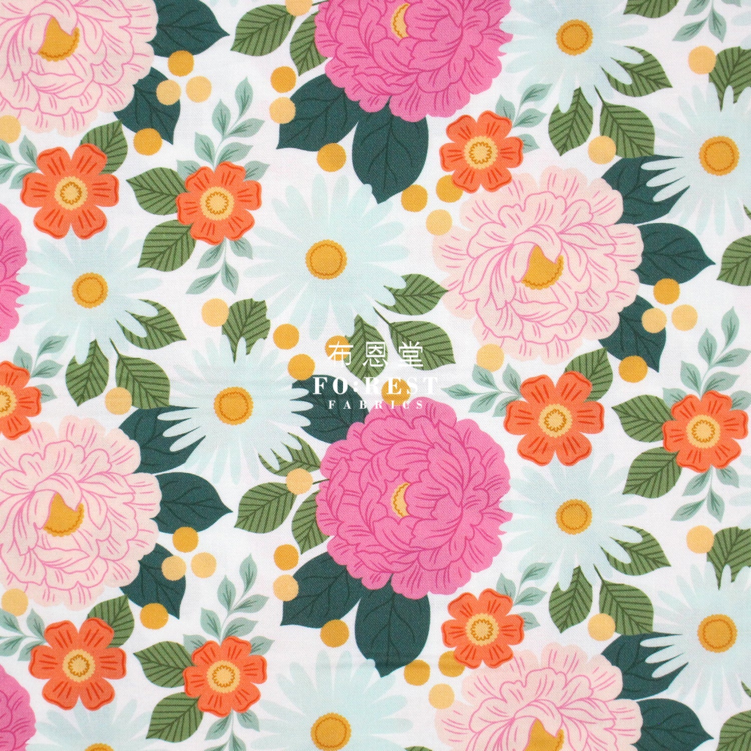 Cotton - Floral Daydream Pink Metallic Fabric
