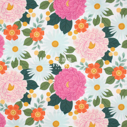Cotton - Floral Daydream Pink Metallic Fabric
