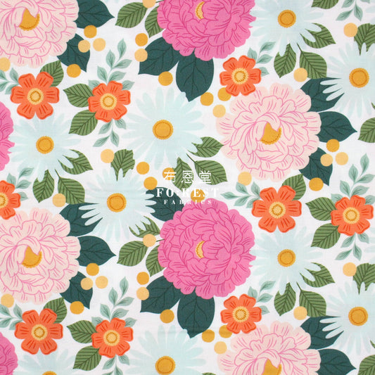 Cotton - Floral Daydream Pink Metallic Fabric