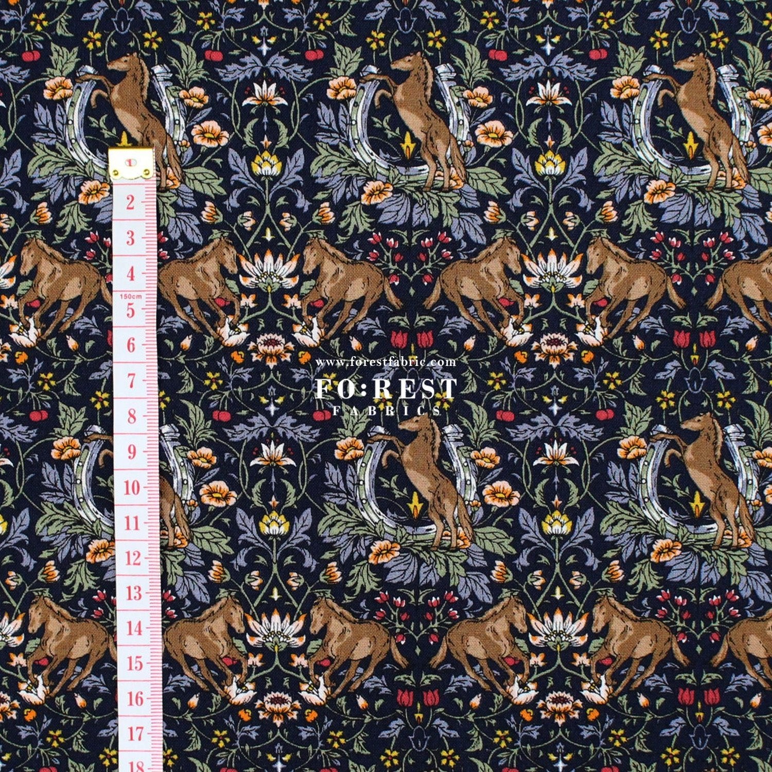 cotton - Flower and Horse fabric - FO:REST Fabric 布恩堂Liberty fabrictana lawnjapanese fabricykk zipper