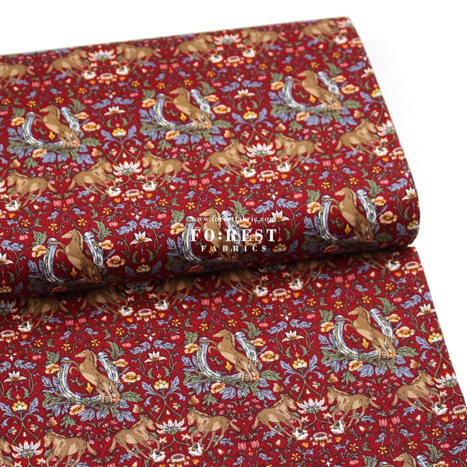 cotton - Flower and Horse fabric - FO:REST Fabric 布恩堂Liberty fabrictana lawnjapanese fabricykk zipper