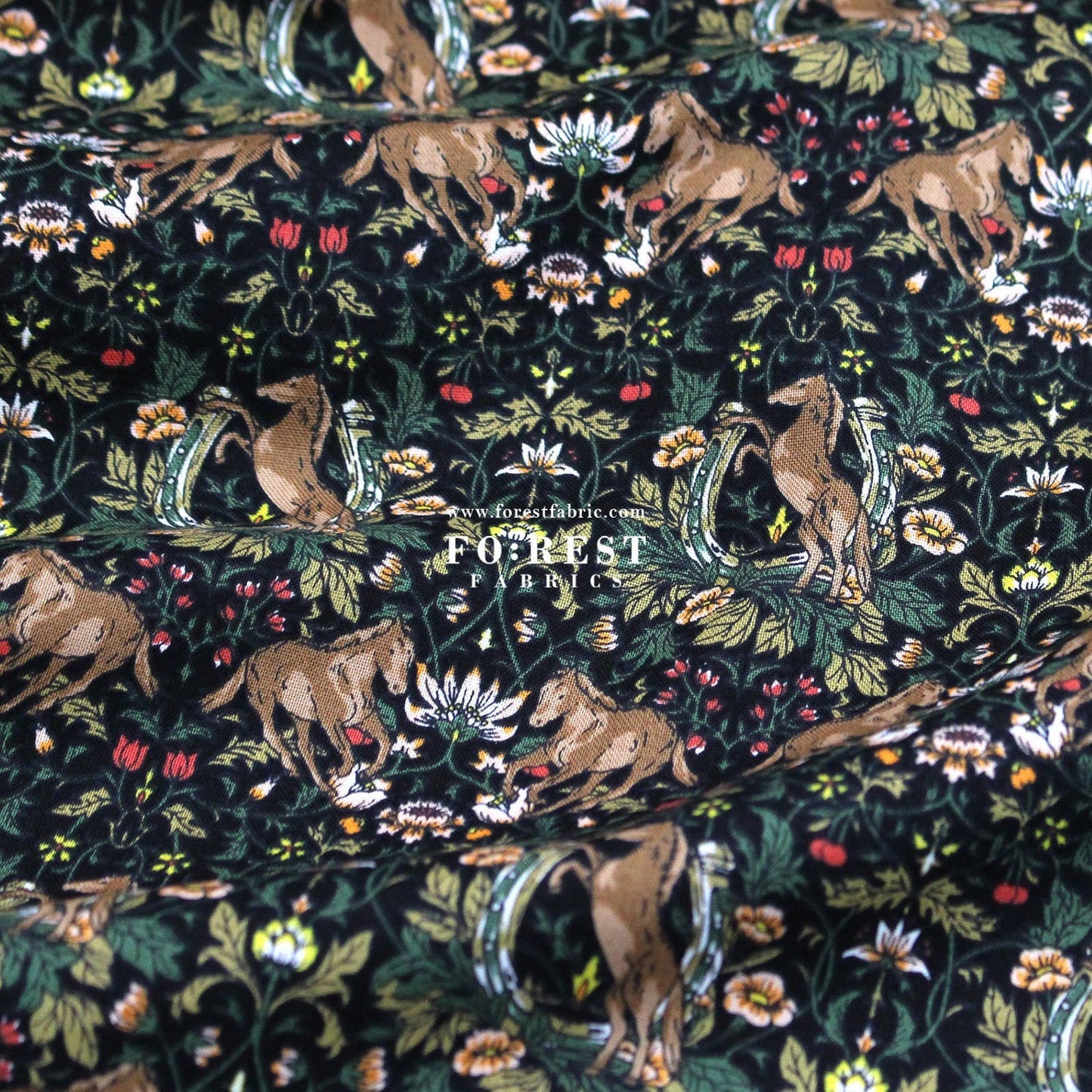 cotton - Flower and Horse fabric - FO:REST Fabric 布恩堂Liberty fabrictana lawnjapanese fabricykk zipper