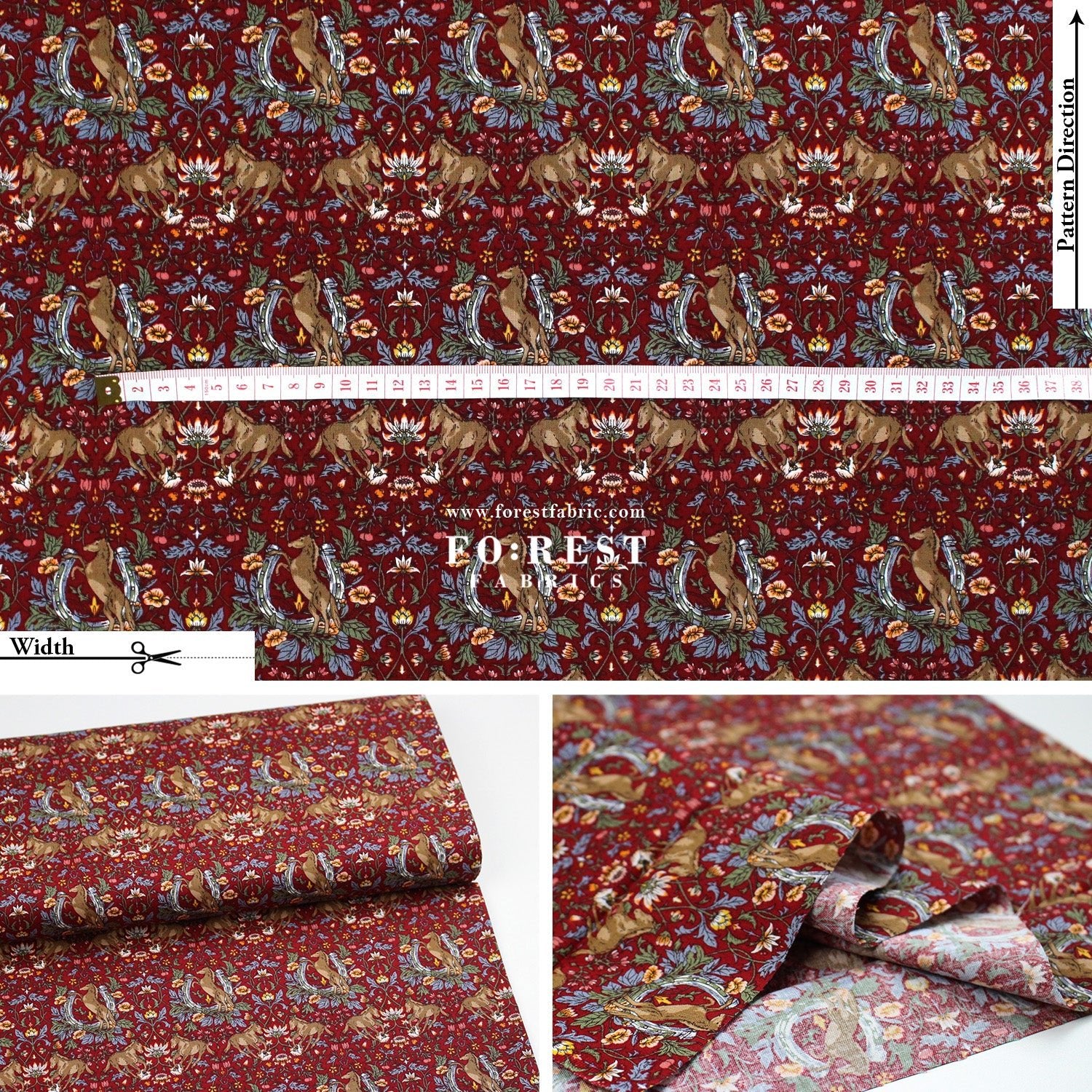 cotton - Flower and Horse fabric - FO:REST Fabric 布恩堂Liberty fabrictana lawnjapanese fabricykk zipper