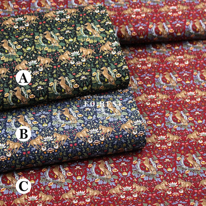 cotton - Flower and Horse fabric - FO:REST Fabric 布恩堂Liberty fabrictana lawnjapanese fabricykk zipper