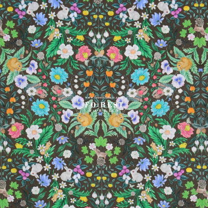 cotton - Flower Garden fabric chocolate - FO:REST Fabric 布恩堂Liberty fabrictana lawnjapanese fabricykk zipper