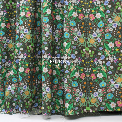 cotton - Flower Garden fabric chocolate - FO:REST Fabric 布恩堂Liberty fabrictana lawnjapanese fabricykk zipper