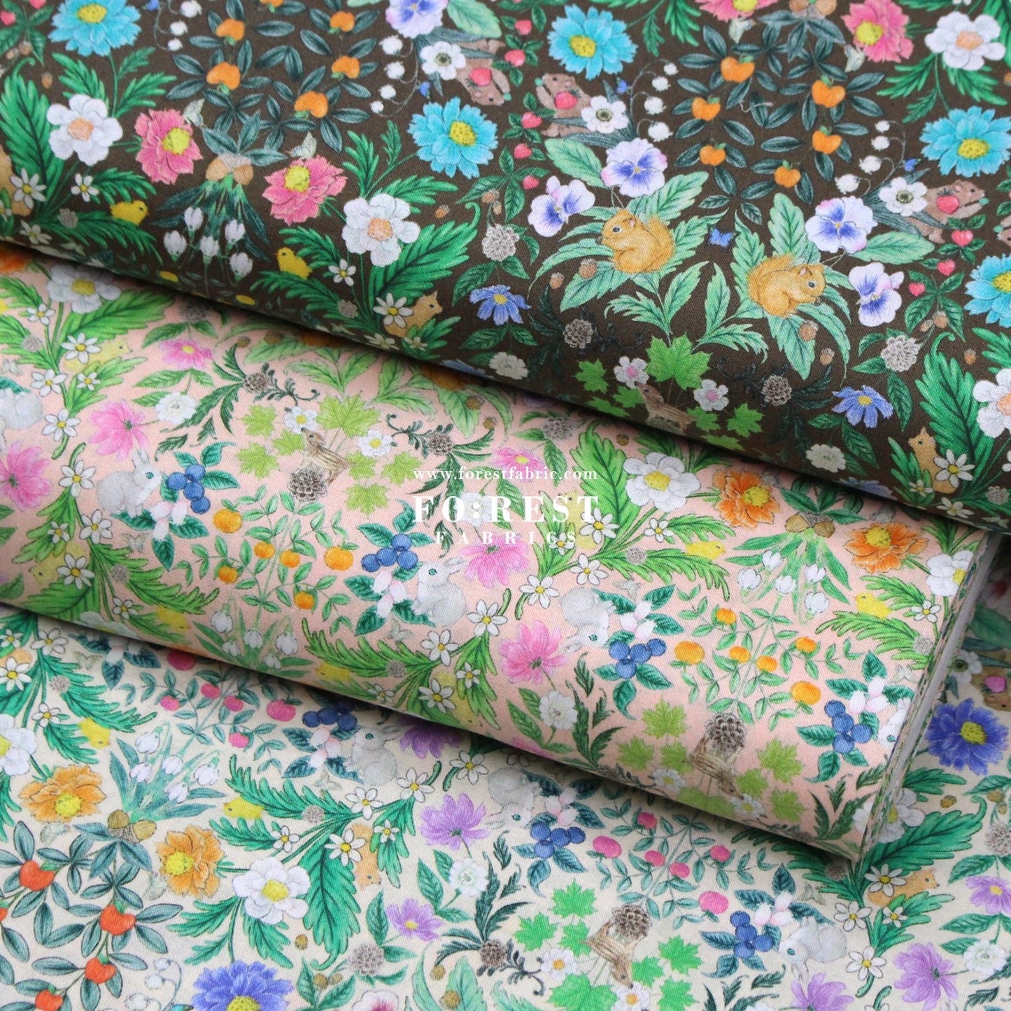 cotton - Flower Garden fabric Milky - FO:REST Fabric 布恩堂Liberty fabrictana lawnjapanese fabricykk zipper