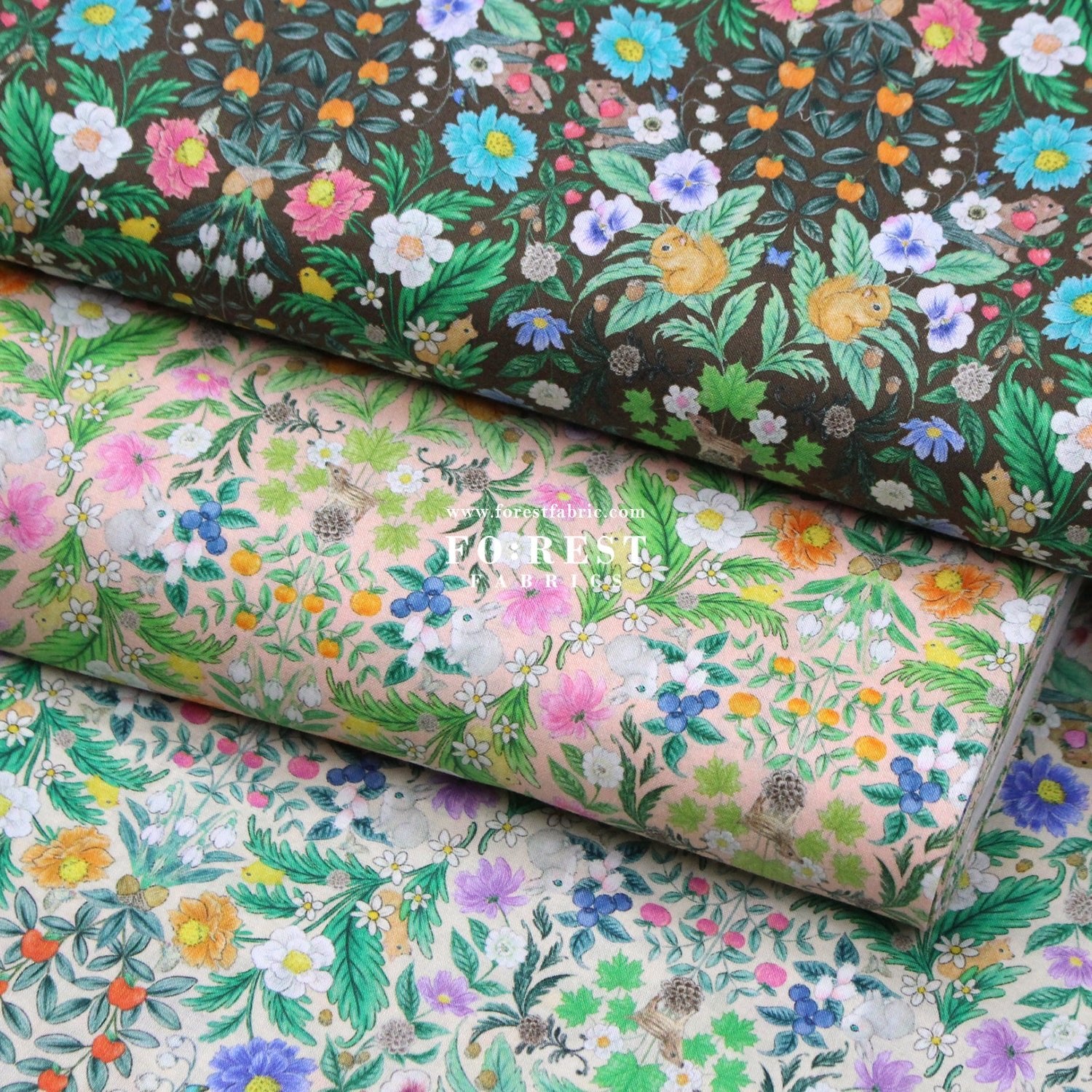 cotton - Flower Garden fabric Milky - FO:REST Fabric 布恩堂Liberty fabrictana lawnjapanese fabricykk zipper