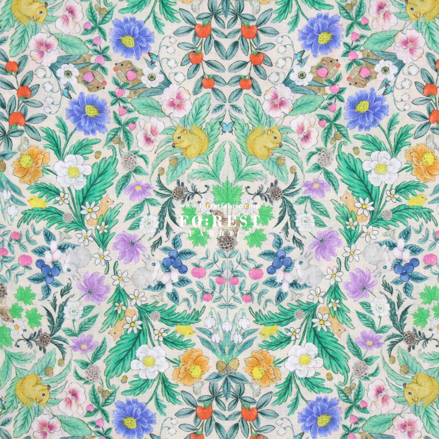 cotton - Flower Garden fabric Milky - FO:REST Fabric 布恩堂Liberty fabrictana lawnjapanese fabricykk zipper
