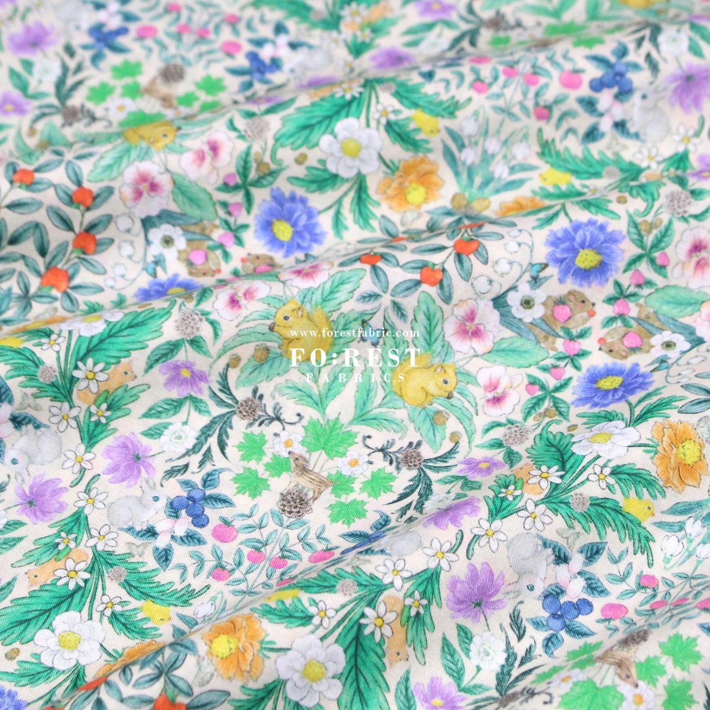 cotton - Flower Garden fabric Milky - FO:REST Fabric 布恩堂Liberty fabrictana lawnjapanese fabricykk zipper