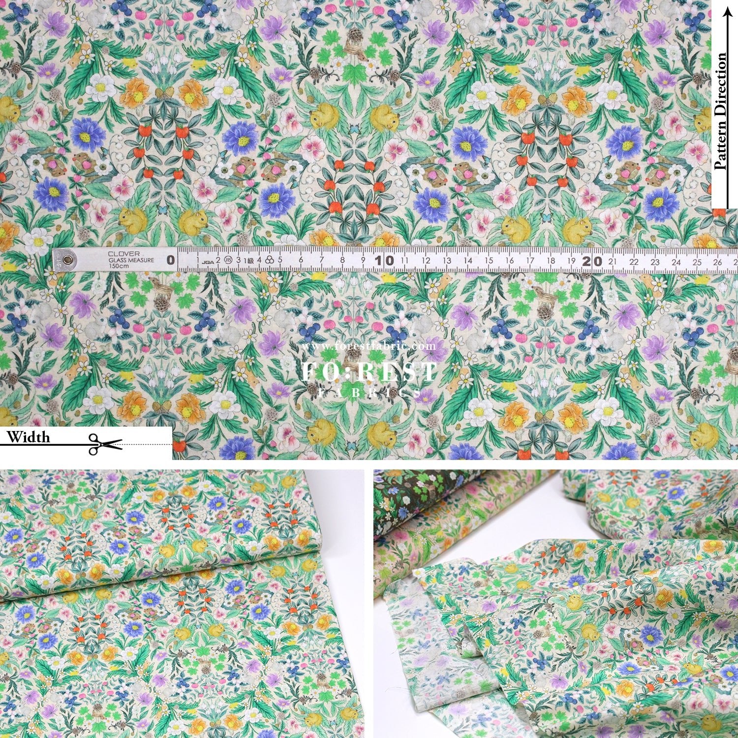 cotton - Flower Garden fabric Milky - FO:REST Fabric 布恩堂Liberty fabrictana lawnjapanese fabricykk zipper